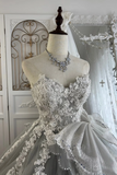 A Line Sweetheart Tulle Lace Floor Length Gray Prom Dress HZ0527
