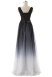 Real Beauty Gradient Chiffon Back Up Lace Prom Dresses HZ0527