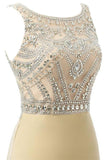 Beauty Mermaid Champagne Long Beaded Prom Party Dresses HZ0527