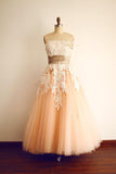 Strapless Lace Open Back Modest Prom Party Dresses HZ0527