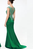 Green Lace Beaded See Through Mermaid Sexy Prom Dresses HZ0527