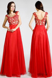 Open Back Red Long Lace Beaded Prom Evening Dresses HZ0527