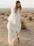 Sheath Bateau Long Sleeves Tulle Wedding Dress with Lace Appliques HZ0527