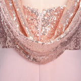 Rose Gold A Line Spaghetti Straps Prom Gown Backless Sequins Chiffon Bridesmaid Dress HZ0527
