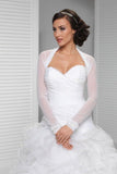 White Long Sleeve Weeding Bolero Jacket, Cheap New Style Bridal Jacket HZ0527