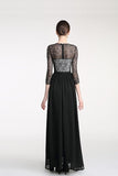 Long Sleeves Black Lace Cap Sleeves Prom Party Dresses HZ0527