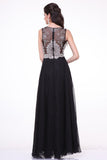Chiffon Black Beaded Cap Sleeves Long Prom Dresses HZ0527