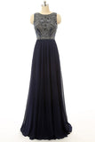 Cheap Prom Dress Navy Blue Beaded Long Graduation Dresses HZ0527