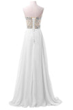 White Chiffon Sweetheart Beaded Long Prom Evening Dresses HZ0527
