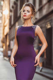 Satin Purple Mermaid Prom Dresses With Beading,Long Formal Evening Dress HZ0527