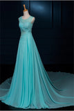 Long Lace Beaded Chiffon Modest Empire Prom Dresses HZ0527