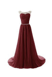 Cap Sleeves Chiffon Long Prom Evening Dresses HZ0527