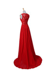 Red Lace Chiffon Beaded Long Prom\Evening Dresses HZ0527