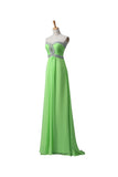 Sage Chiffon Long Beaded Empire Prom Evening Dresses HZ0527