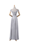 Modest Gray Chiffon Long Prom Dresses HZ0527