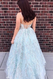 Promfast Spaghetti Strap Beaded Lace Prom Dress, Charming Long Prom Gown HZ0527