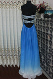 Gradient Ombre Chiffon Beaded Long Prom Dresses HZ0527