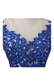A-line Strapless Floor-Length Royal Blue Ombre Chiffon Long Prom Dress HZ0527
