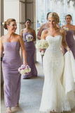Sheath Sweetheart Floor-Length Lilac Ruched Chiffon Bridesmaid Dress HZ0527