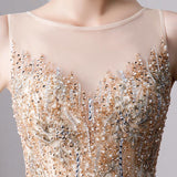 A Line Long Prom Dresses With Beading Formal Evening Gown HZ0527