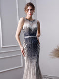 Elegant Mermaid Long Tulle Beading Prom Dresses HZ0527