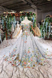 Princess Prom Dresses Off The Shoulder Lace Up Back Appliques Tulle HZ0527