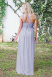 Fashion One-Shoulder A Line Floor-Length Open Back Lavender Chiffon Bridesmaid Dress HZ0527
