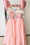 Gorgeous A-line Pink Satin Long Prom Party Dress HZ0527