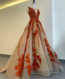 Charming A Line Long Appliques Prom Dress with Beading HZ0527