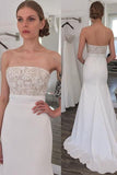 Simple Strapless Mermaid Long Wedding Dress with Sweep Train HZ0527