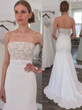 Simple Strapless Mermaid Long Wedding Dress with Sweep Train HZ0527