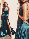 Promfast A-Line Spaghetti Straps Long Prom Dresses Cheap Formal Gowns HZ0527