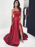 Promfast A-Line Spaghetti Straps Long Prom Dresses Cheap Formal Gowns HZ0527