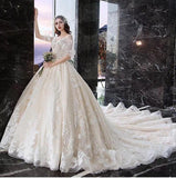 Charming Half Sleeves Ball Gown Wedding Dresses, Appliques V Neck Bridal Dress HZ0527