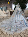 Stunning Light Blue Ball Gown Wedding Dresses, Quinceanera Dresses HZ0527