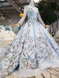 Stunning Light Blue Ball Gown Wedding Dresses, Quinceanera Dresses HZ0527