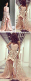 High Low Sweetheart Strapless A Line Lace Prom Dresses HZ0527