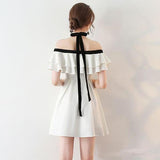 Princess A Line Halter Mini Cocktail Party Dresses With Chiffon Ruffles Short Prom Dresses HZ0527