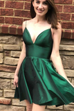 Promfast Yellow V Neck Satin Straps Homecoming Dresses Short Prom Dress HZ0527