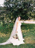 90 Inches Ivory Wedding Veil Chapel Length Cut Edge Veils HZ0527