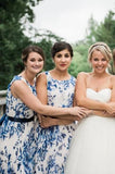 Scoop Ink Blue Print Bridesmaid Dress with Belt HZ0527
