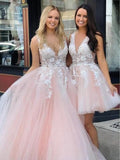 See Through Lace Appliqued Homecoming Dresses V Neck Short Hoco Dress HZ0527
