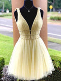 Sky Blue Beaded Backless Homecoming Dresses, Short Graduation Dress HZ0527