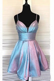Spaghetti Strap Short Homecoming Dresses V-neck A Line Party Dress HZ0527