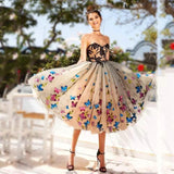 Sweetheart Butterfly Lace Tulle Knee length Ball Gown Homecoming Dress,Graduation Dresses HZ0527