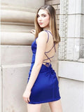 Tight Short Prom Dress Bodycon Homecoming Dress with Criss Cross Back HZ0527