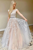 Anneprom A Line Cap Sleeves Lace Appliques Beaded Prom Dresses, School Party Gown HZ0527
