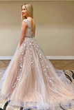 Anneprom A Line Cap Sleeves Lace Appliques Beaded Prom Dresses, School Party Gown HZ0527