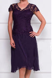 Cap Sleeves lace Knee-Length Mother Of The Bride Dress Wedding Formal Evening Dress HZ0527
