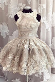 Unique Tulle Lace Applique Short Prom Dress, A Line Cute Homecoming Dress HZ0527